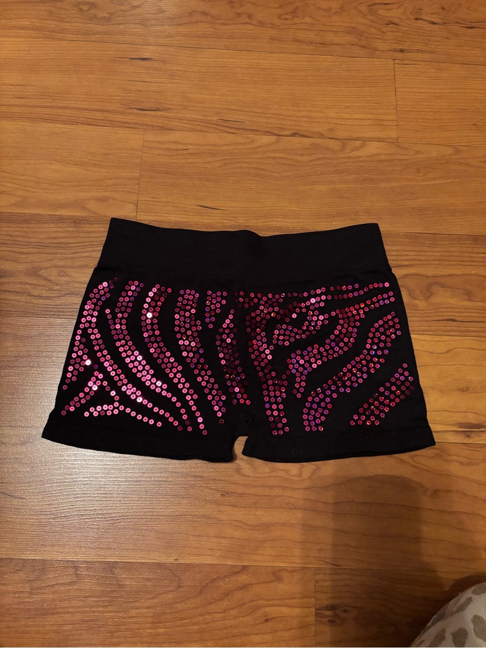Black Women’s Shorts with Pink Sequin Zebra Accent